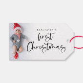 Étiquettes-cadeau Baby First Christmas Custom Photo Overlay (Devant (Horizontal))
