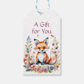 Étiquettes-cadeau Baby Fox en fleurs fête d'anniversaire (Devant)
