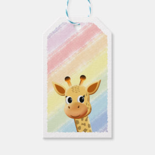 Étiquettes-cadeau Baby Giraffe Pastel Rainbow Watercolor Baby shower