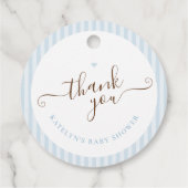 Étiquettes Cadeau Baby Is Brewing Blue Striped (Dos)