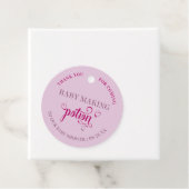 Étiquettes Cadeau Baby Making Potion Coeur rose Typographie Merci (En situation)