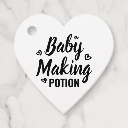 Étiquettes Cadeau Baby Making Potion Drôle Douche Merci Coeurs (Devant)