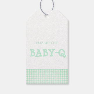 Étiquettes-cadeau Baby-Q Mint Green Gingham Baby Shower