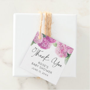Étiquettes Cadeau Baby shower à fleurs d'Hydrangea Merci