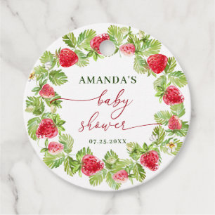 Étiquettes Cadeau Baby shower à l'aquarelle tendance Meadow Strawber