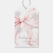 Étiquettes-cadeau Baby shower à thème d'hiver Pink Bow (Devant)