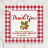 Étiquettes Cadeau Baby shower à thème fraise Merci (Devant)