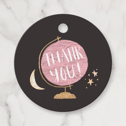 Étiquettes Cadeau Baby shower à thème Rustique Pink Globe (Devant)