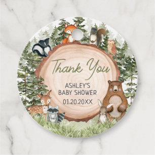 Étiquettes Cadeau Baby shower à tranches de bois