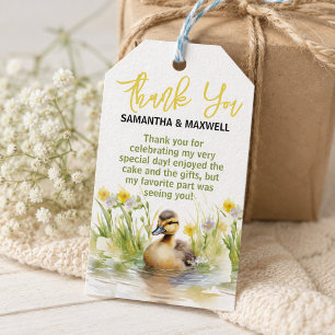 Étiquettes-cadeau Baby-Shower Adorable Canard Aquarelle Garçon