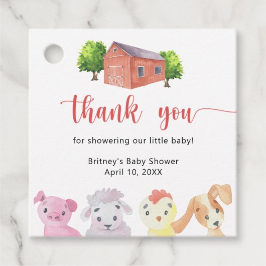 Étiquettes Cadeau Baby shower agricole - merci (Devant)