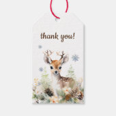 Étiquettes-cadeau Baby shower animal de cerfs de forêt Merci (Devant)