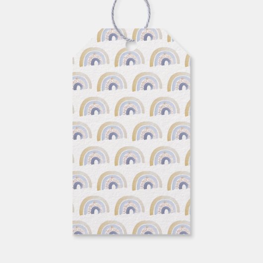 Étiquettes-cadeau Baby shower arc-en-ciel bleu pâle (Dos)