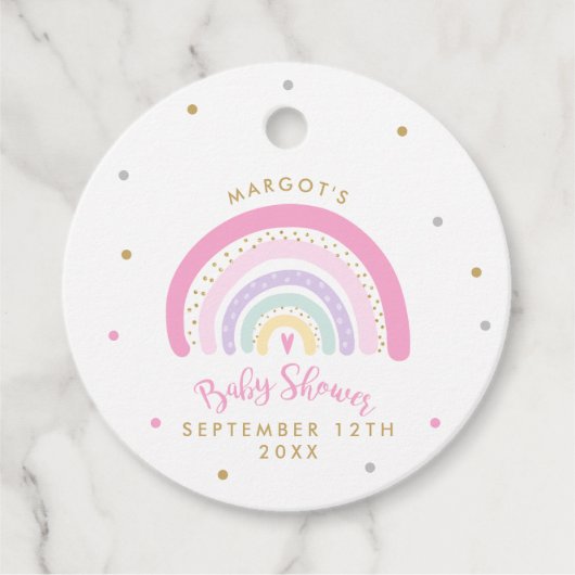 Étiquettes Cadeau Baby shower arc-en-ciel Pastel (Devant)
