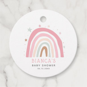 Étiquettes Cadeau Baby shower Arc-en-ciel Whimsical Pink