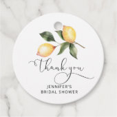 Étiquettes Cadeau Baby shower au citron à l'aquarelle  (Devant)