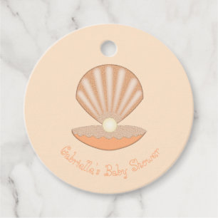 Étiquettes Cadeau Baby shower au thème neutre "Coquille d'huître et