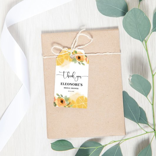 Étiquettes-cadeau Baby Shower aux Citrons et Fleurs