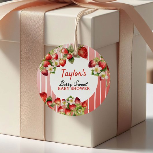 Étiquettes Cadeau Baby shower aux fraises