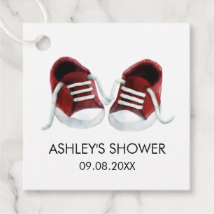 Étiquettes Cadeau Baby shower basket Tags cadeaux, Chaussures rouges