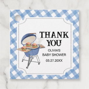 Étiquettes Cadeau Baby shower BBQ Burger Bleu