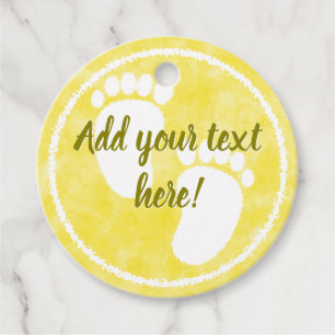 Étiquettes Cadeau Baby shower Bébé Aquarelle Jaune Personnalisée