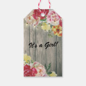 Étiquettes-cadeau Baby shower bébé en fleurs Fleur Bois Chaîne Lumiè (Dos)