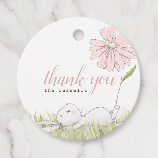 Étiquettes Cadeau baby shower bébé lapin (Devant)