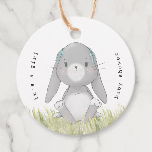Étiquettes Cadeau baby shower bébé lapin (Devant)