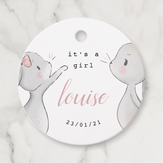 Étiquettes Cadeau baby shower bébé lapin (Devant)