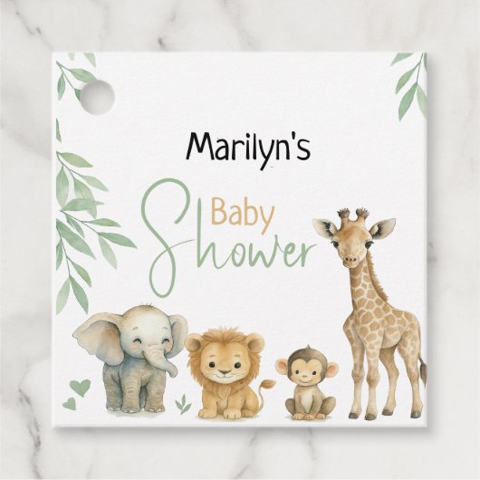 Étiquettes Cadeau Baby shower Bébé mignon Animaux (Devant)
