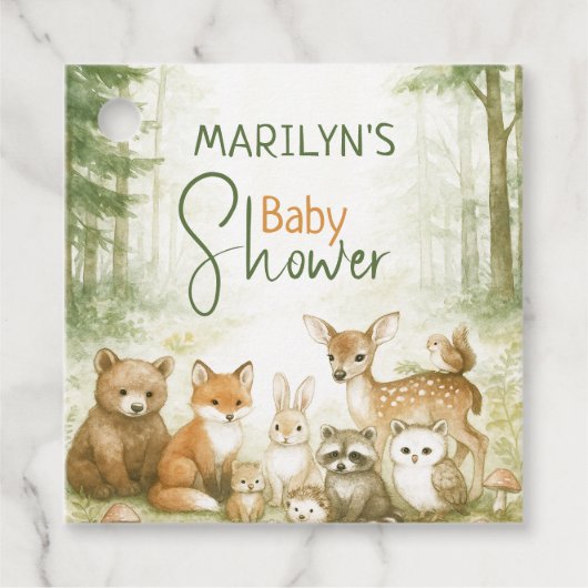 Étiquettes Cadeau Baby shower Bébé mignon Animaux (Devant)