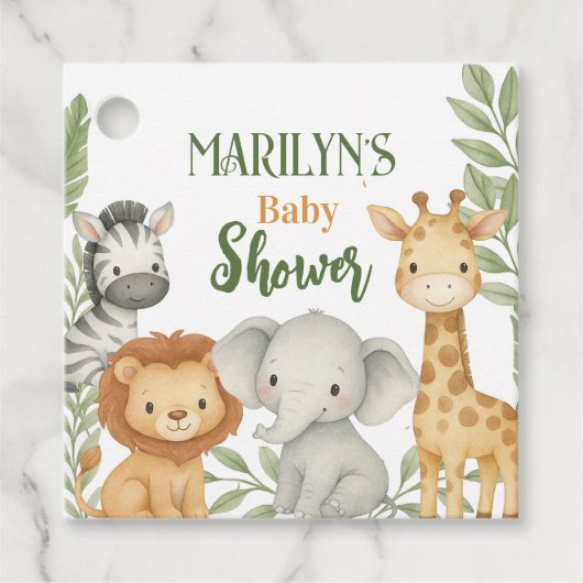 Étiquettes Cadeau Baby shower Bébé mignon Animaux (Devant)