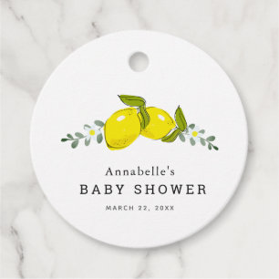 Étiquettes Cadeau Baby shower blanc citron floral