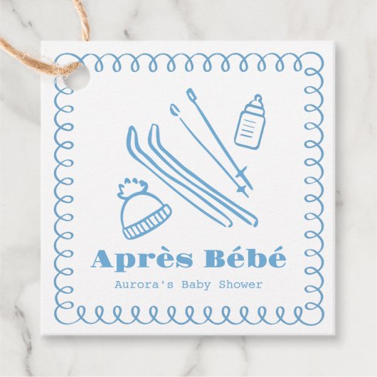 Étiquettes Cadeau Baby shower Bleu À Main Après Bébé Boy (Devant)