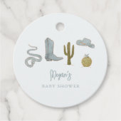 Étiquettes Cadeau Baby shower bleu cowboy (Devant)