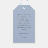 Étiquettes-cadeau Baby shower bleu Dusty simple et moderne (Dos)