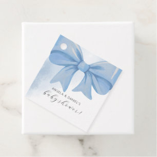 Étiquettes Cadeau Baby shower bleu-duvet en aquarelle
