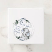 Étiquettes Cadeau Baby shower Bleu Eléphant Aquarelle Merci (En situation)