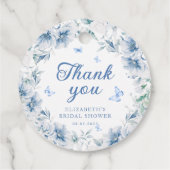 Étiquettes Cadeau Baby Shower Bleu et Blanc en Style Chinoiserie (Dos)