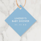 Étiquettes Cadeau Baby shower bleu main Lettré Merci Script (Dos)