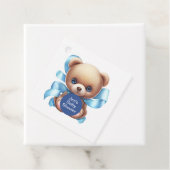 Étiquettes Cadeau Baby shower Bleu Teddy Bear (En situation)