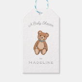 Étiquettes-cadeau Baby shower bleu Teddy Bear classique (Devant)