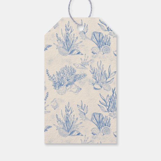 Étiquettes-cadeau Baby shower bleu toile thème océanique (Dos)