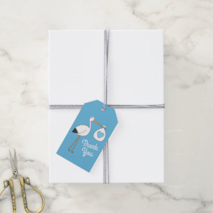 Étiquettes-cadeau Baby shower Blue Boy Stork