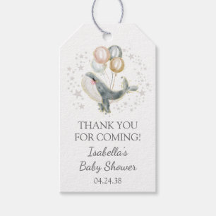 Étiquettes-cadeau Baby shower Blue Cute Whale