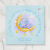 Étiquettes Cadeau Baby shower Blue Elephant Boy (Dos)