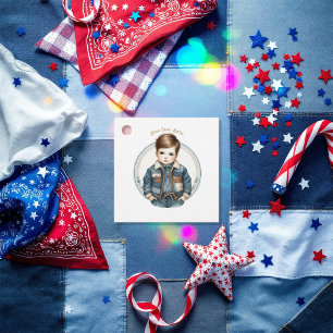 Étiquettes Cadeau Baby shower Blue Jean Baby Rustic Denim