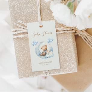 Étiquettes-cadeau Baby shower Blue Teddy Bear Stars