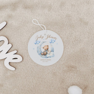 Étiquettes Cadeau Baby shower Blue Teddy Bear Stars